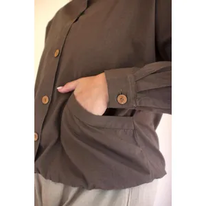 Lightweight Button-Front Bomber Jacket with Front Pockets / Oregano 3