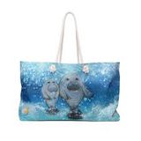 LARGE TOTE W WOVEN HANDLE - MANATEES 1
