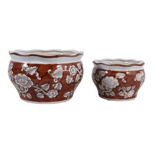 HENLEYDALE SET OF 2 BROWN PLANTER 7 (IN) 4