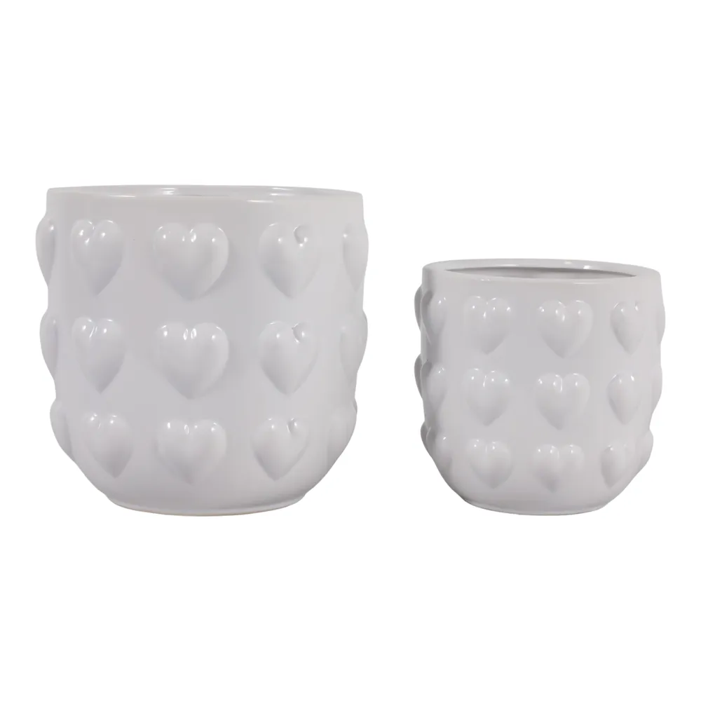 DRAPEROAK SET OF 2 WHITE PLANTER 7 (IN)