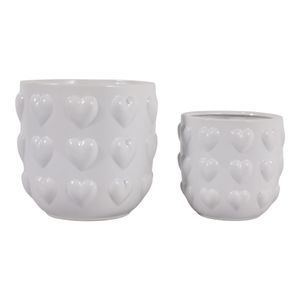 DRAPEROAK SET OF 2 WHITE PLANTER 7 (IN) 1