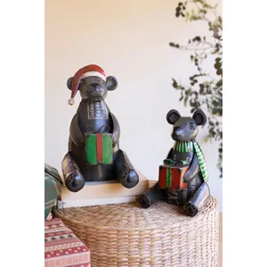 Set of 2 Recycled Metal Christmas Black Bears 2