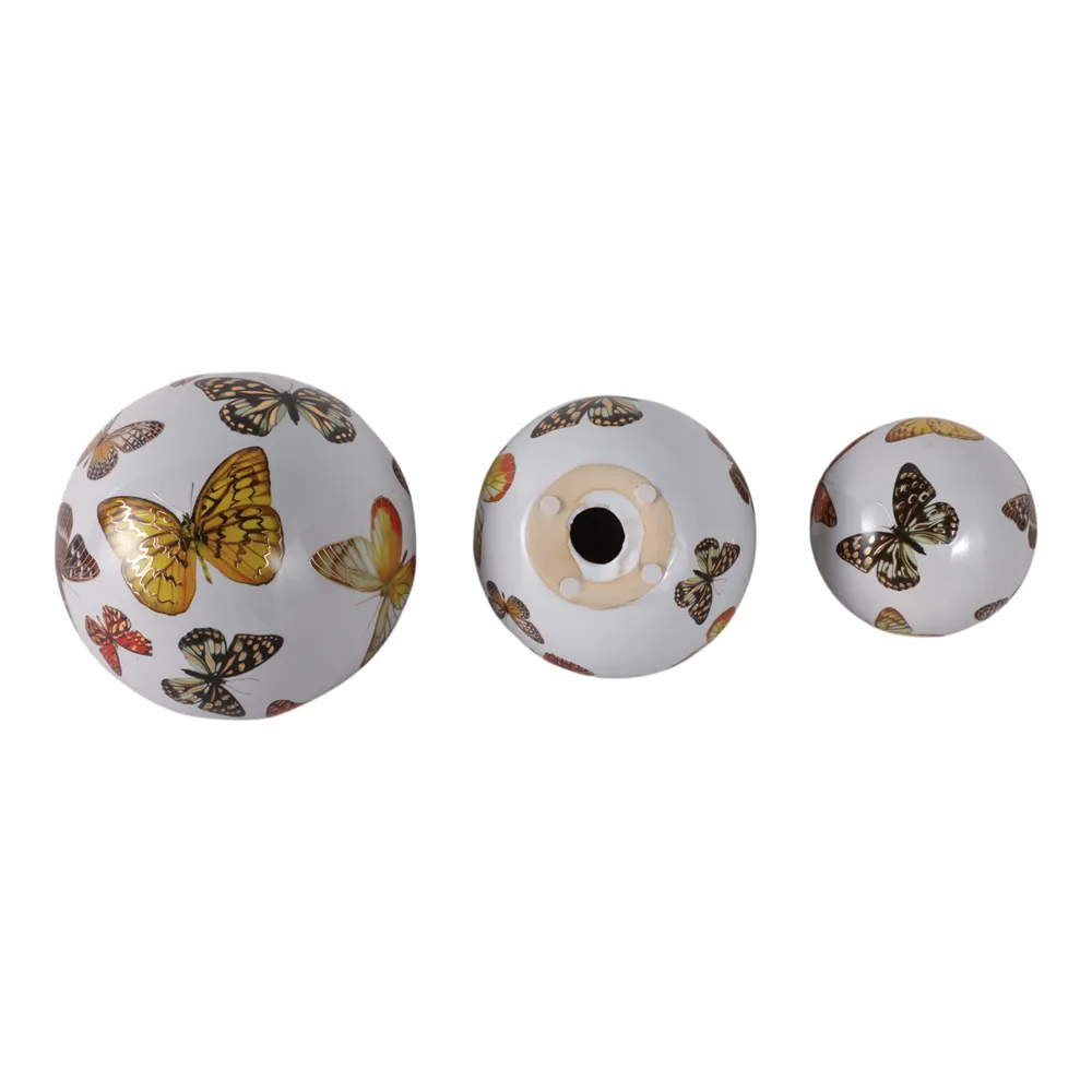 SYLVANWAY SET OF 3 WHITE ORBS 6 (IN)