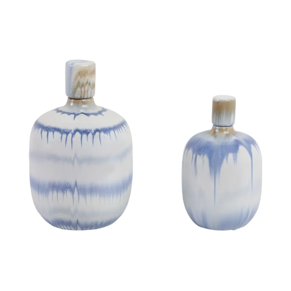 HATTONSTONE SET OF 2 BLUE JARS 12 (IN)