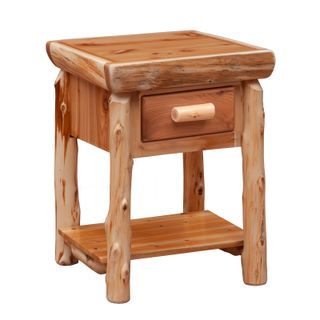 Cedar Log One Drawer Nightstand with Shelf - Coffee