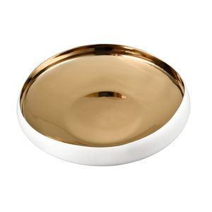 Greer Bowl - Low White and Gold Glazed 6