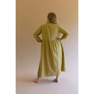 Long-Sleeve Buttondown Dress with Pockets - Pistachio 9