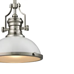 Chadwick 13'' Wide 1-Light Pendant - Satin Nickel with Gloss White 4