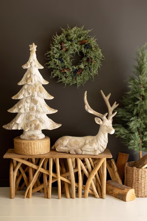 Antique White Faux Concrete Deer