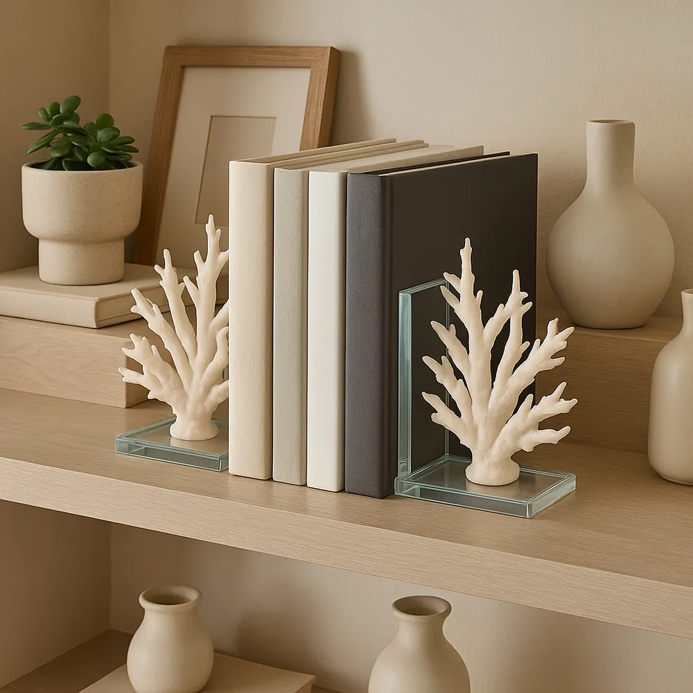 HEMMINGFORD SET OF 2 WHITE BOOKENDS 8 (IN)
