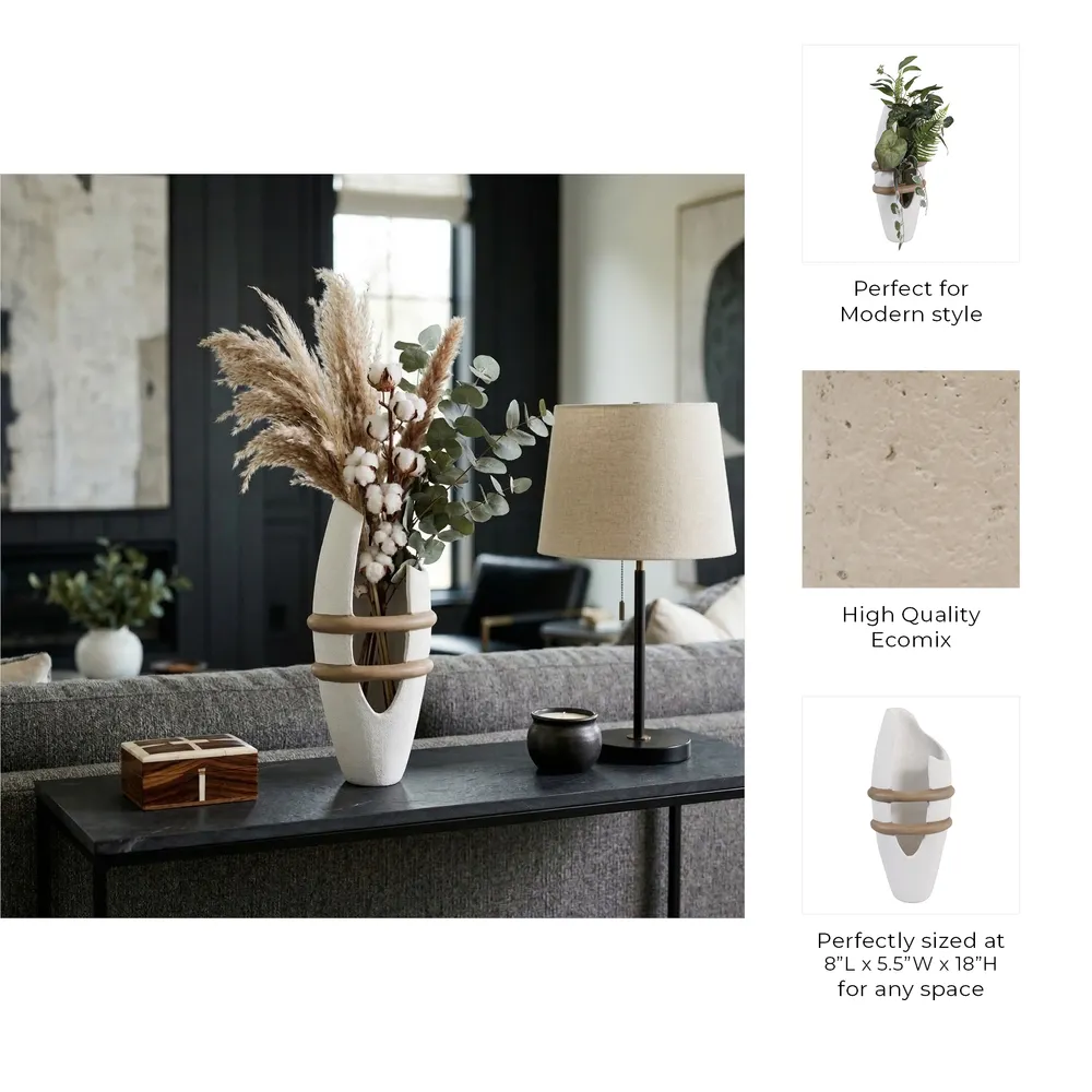 LUKETON WHITE VASE 18 (IN)