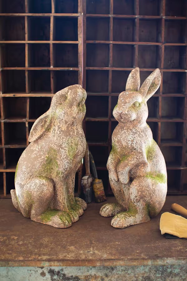 Faux Concrete Rabbit with Head Up