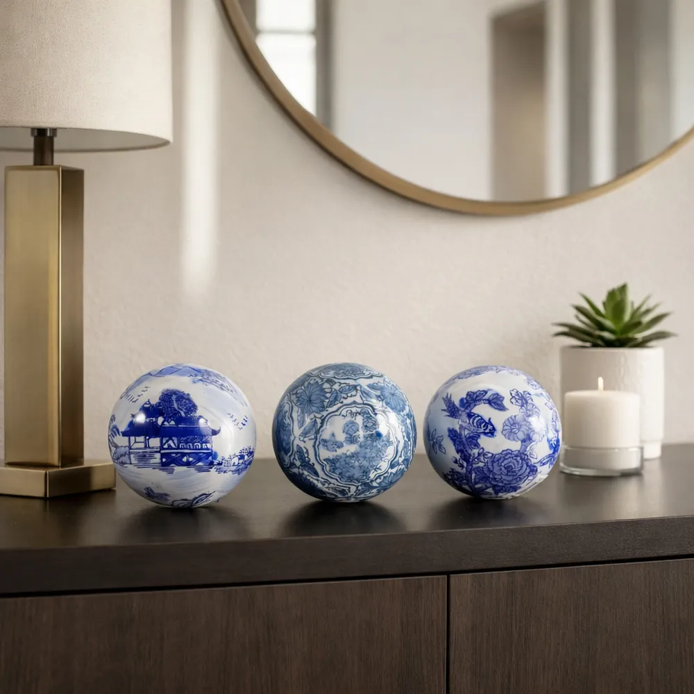 TRENTONSHAW SET OF 3 BLUE ORBS 5 (IN)