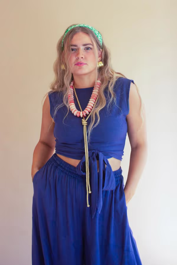 Convertible Wrap Blouse / Blueberry