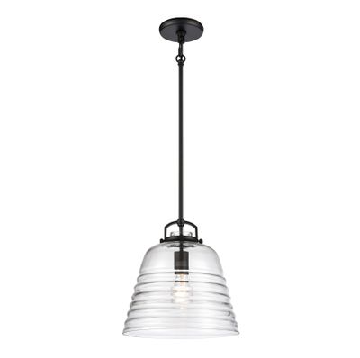 Current 12″ Wide 1-Light Mini Pendant - Matte Black