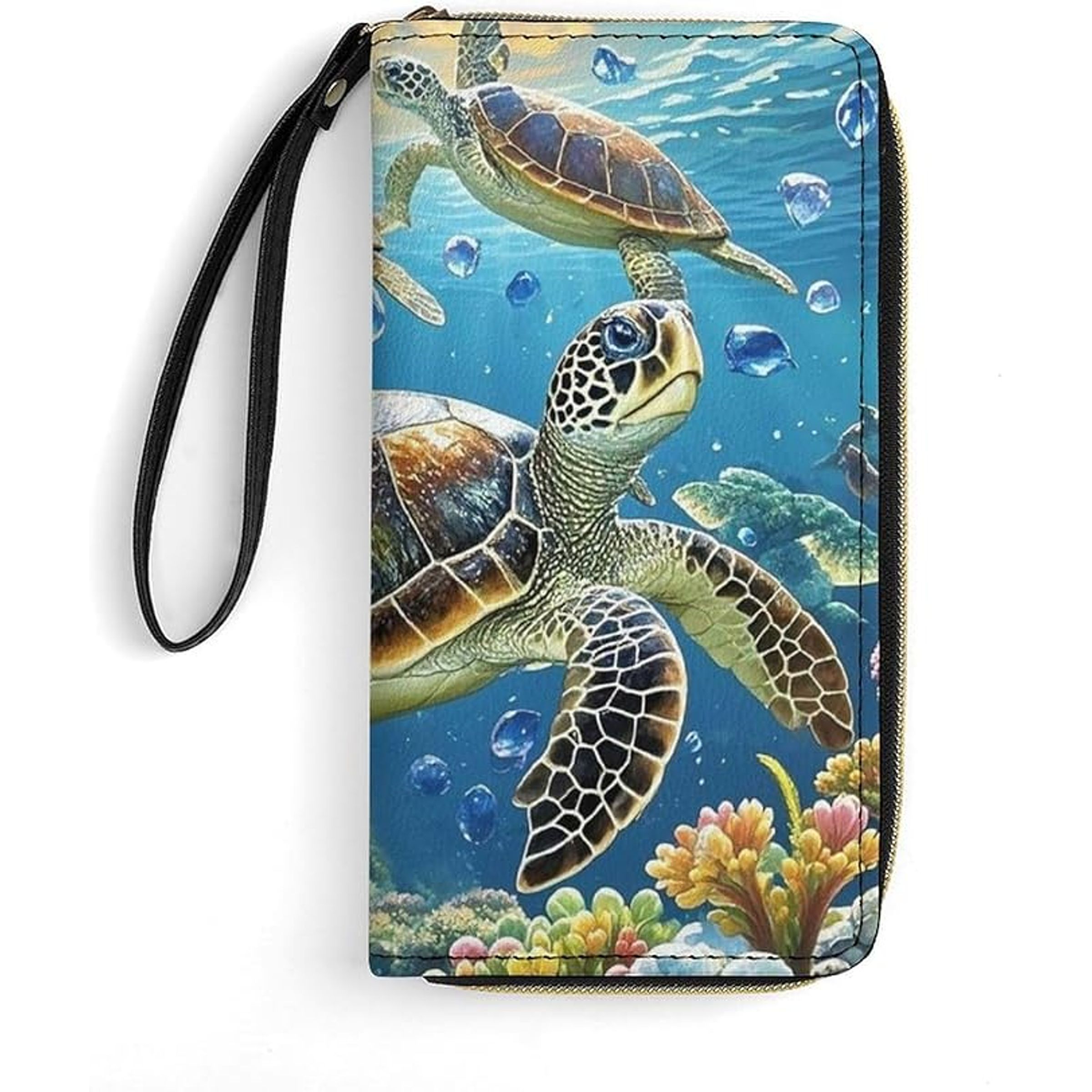 WRISTLET W ROPE STRAP & JUTE - WATERCOLOR TURTLES