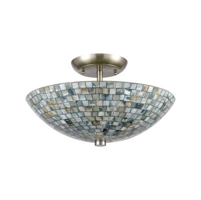 Capri 16″ Wide 3-Light Semi Flush Mount - Satin Nickel