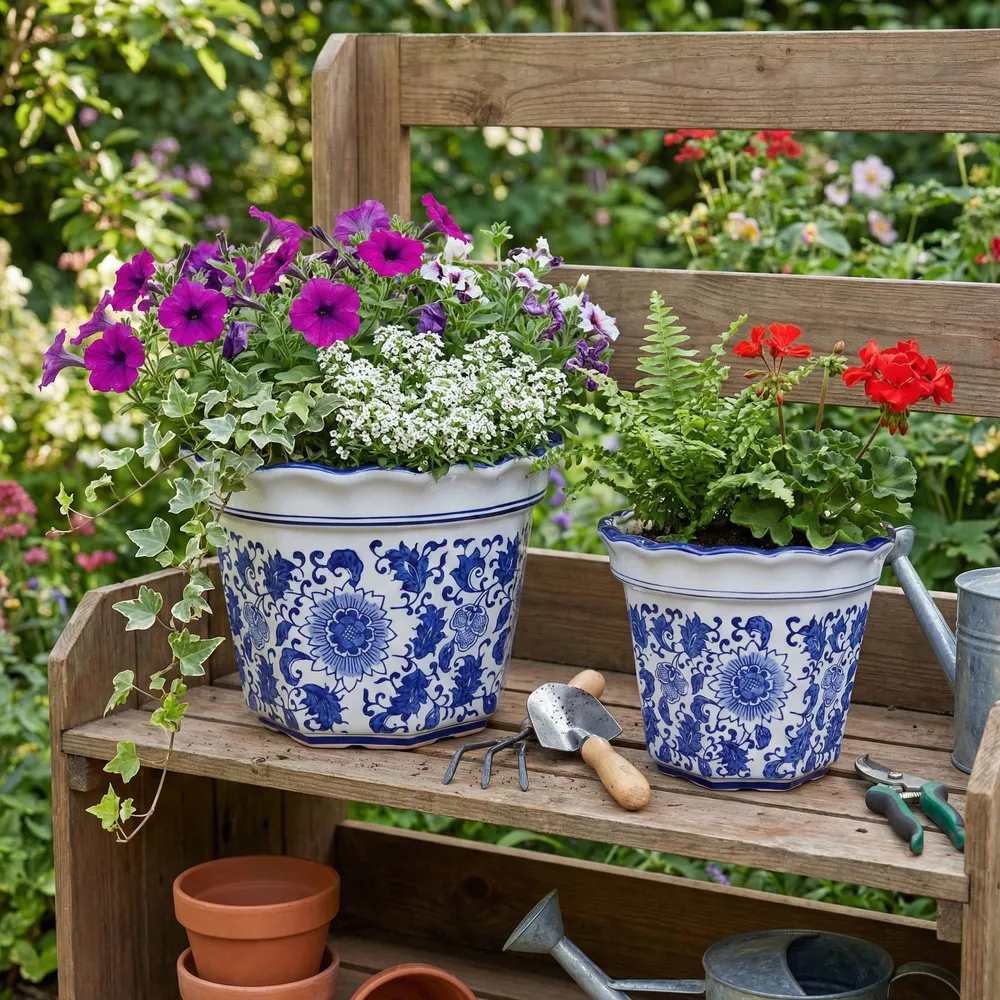 ENOCHFIELD SET OF 2 BLUE PLANTER 9 (IN)