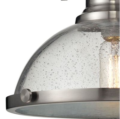 Chadwick 13″ Wide 1-Light Pendant - Satin Nickel with Clear