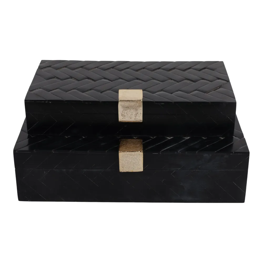 HAZENHOLM SET OF 2 BLACK BOXES 4 (IN)