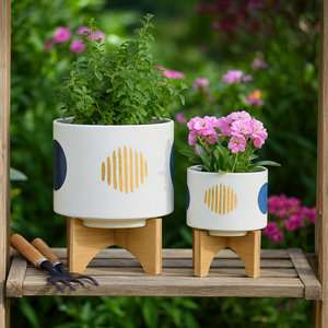 BLAINEWICK SET OF 2 WHITE PLANTER 11 (IN) 12