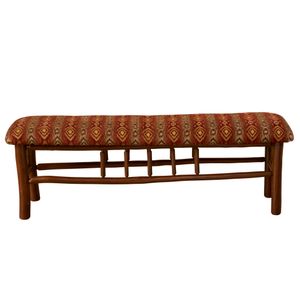 Hickory Log 4-foot Bench - Upholstered Seat - Customer Material 3