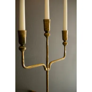 Forged-Iron Antique Brass Triple Taper Wall Sconce 2