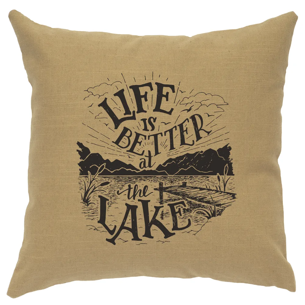 Image Pillow - Life is Better - Linen Straw