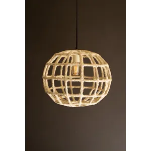 Short Paper Mache Grid Pendant Light 1