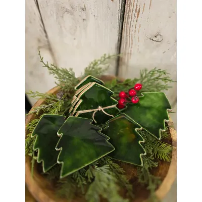 Enamel Tree Coasters Set 4 3.9x3.5in