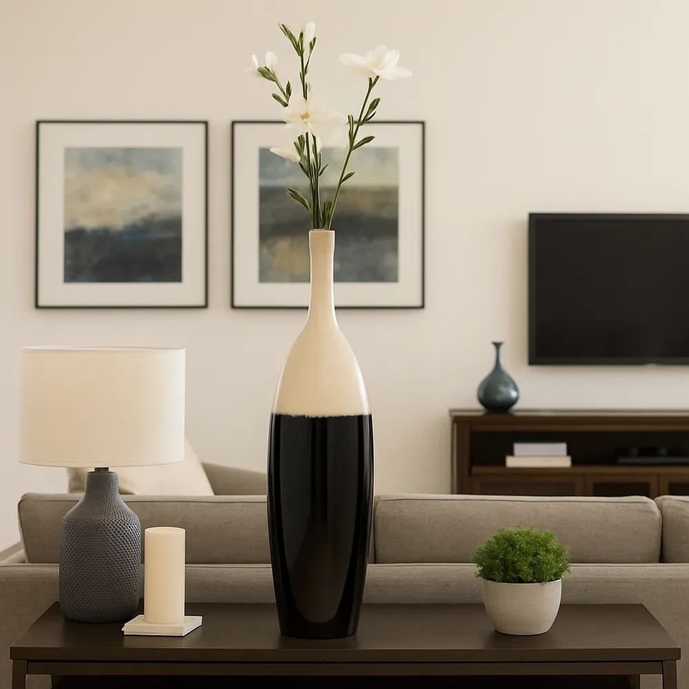 TROYSIDE WHITE VASE 31 (IN)