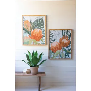 Set of 2 Framed Protea Prints Under Glass 1