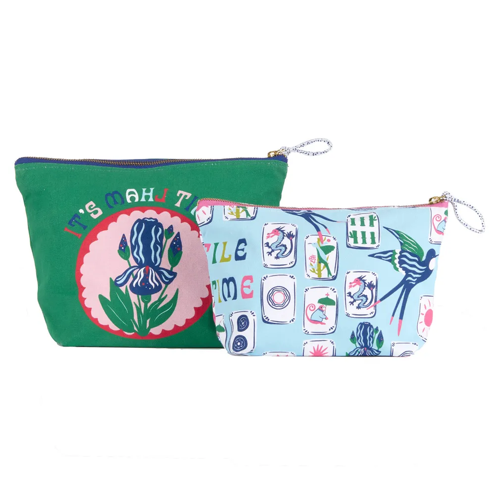 It's Mahj Time Essential Canvas Pouch Set of 2