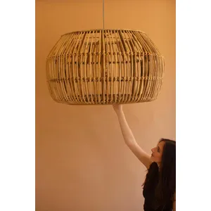 Large Round Bamboo Pendant Light 4
