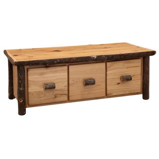 Hickory Log Enclosed Coffee Table - Three Drawer - Cinnamon - Standard