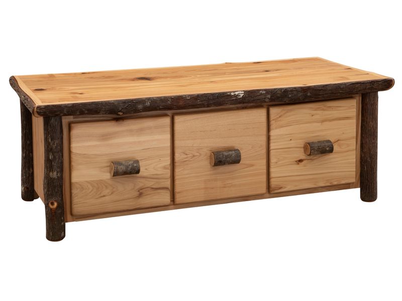 Hickory Log Enclosed Coffee Table - Three Drawer - Espresso - Standard 2