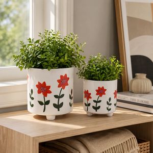 ALMAWAY SET OF 2 ORANGE PLANTER 8 (IN) 11