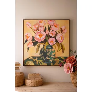 Framed Peonies in a Vase Painting 1