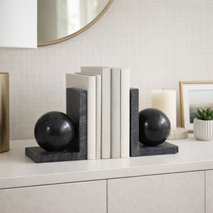 HELTONPORT SET OF 2 BLACK BOOKENDS 6 (IN) 10