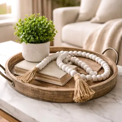 White Beaded Garland 60in