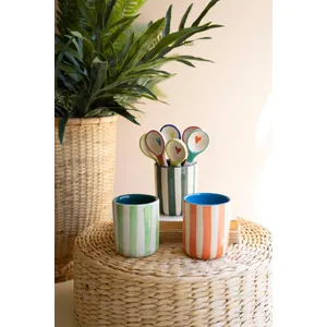 Set of 3 Striped Ceramic Containers 6