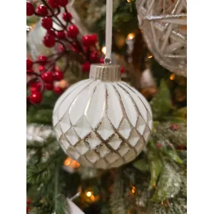 LED Snowy Waffle Bauble Resin 3x3x3in 1