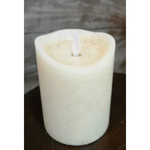 Cream Mottle Moving Flame LED Candle 3in by 4in 2
