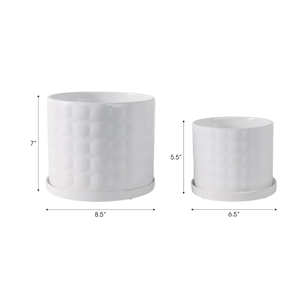 NICOLEMOOR SET OF 2 WHITE PLANTER 7 (IN)