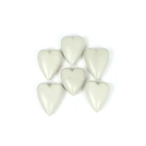 Set of 6 White Hand-Carved Stone Hearts 3
