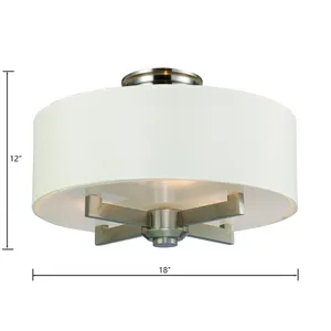 Seven Springs 18'' Wide 3-Light Semi Flush Mount - Satin Nickel 2