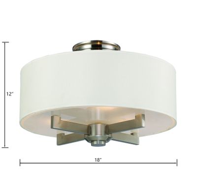 Seven Springs 18″ Wide 3-Light Semi Flush Mount - Satin Nickel