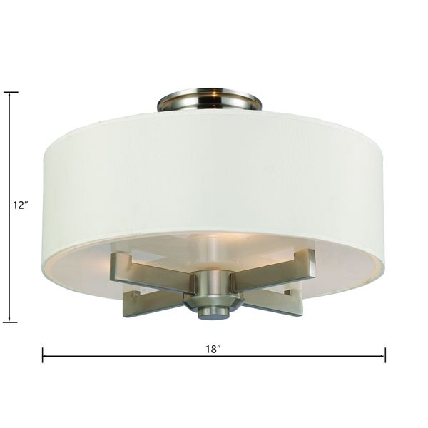 Seven Springs 18'' Wide 3-Light Semi Flush Mount - Satin Nickel