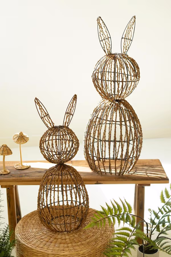 Set of 2 Twig and Iron Rabbits