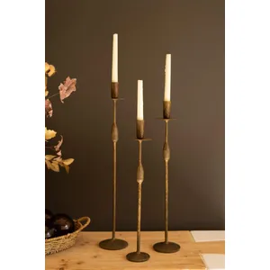 Set of 3 Forged-Iron Taper Candle Holders 1